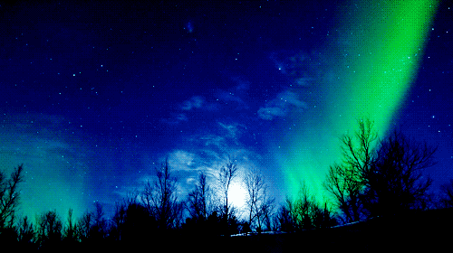 Quanto mais perto do Polo, mais chances de ver a aurora. (Fonte: Giphy/Reprodução)